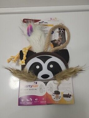 Rowdy Rascal Raccoon Cat Toy in Brown and White